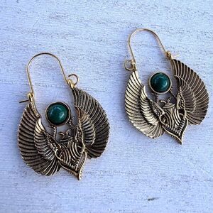 Egyptian Revival Scarab Wing Earrings